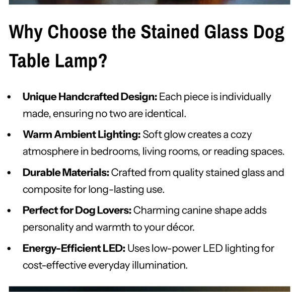 NWB Maltese Table Lamp Stained Glass Decor Light - Picture 4 of 4